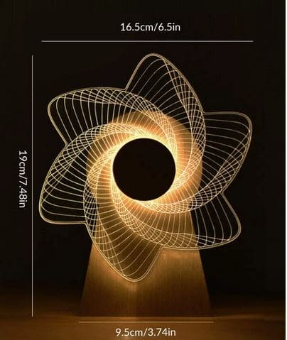 3D Windmill Night Light, Wooden Rotating Box, Wooden Ferris Wheel Table Lamp, Visual Illusion Optical Light